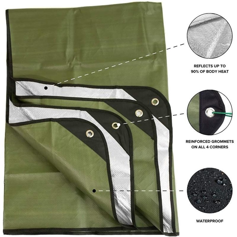 再利用可能な断熱タープ、210cm x 150cm ヘビーデ - Survival Blanket Reflective のレビューと価格