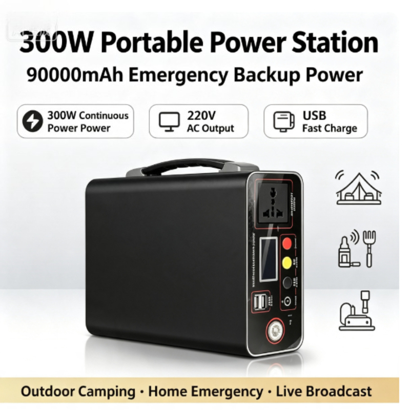 ポータブル電源 300W 220V、333Wh、90000m - Solar Emergency Charger のレビューと価格